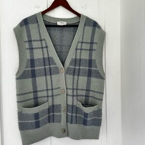 Wilfred Gray and Blue Plaid Sweater Vest